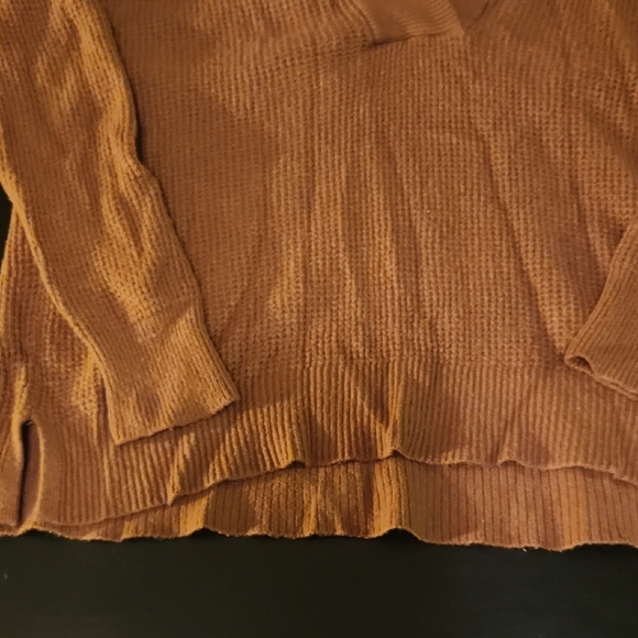 Aerie V-Neck Sweater in Warm Tan - Picture 4 of 10